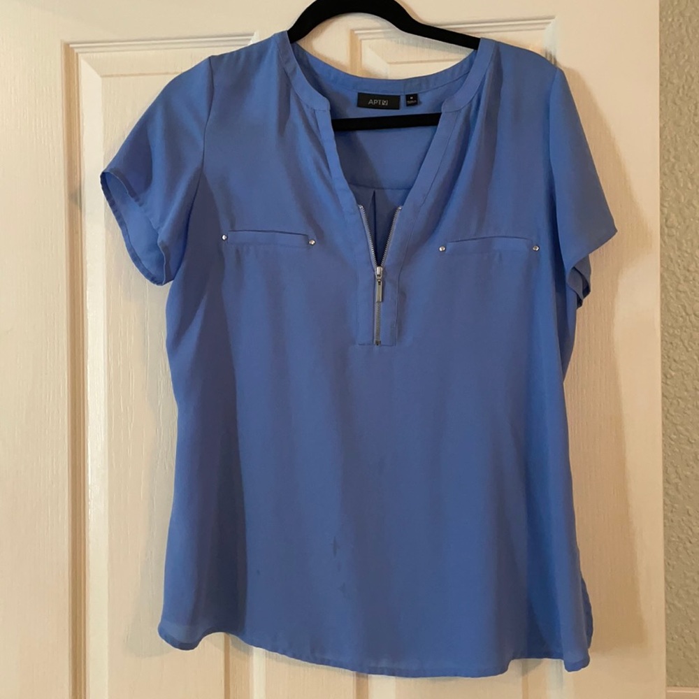 Blue top with Zipper detail Size M